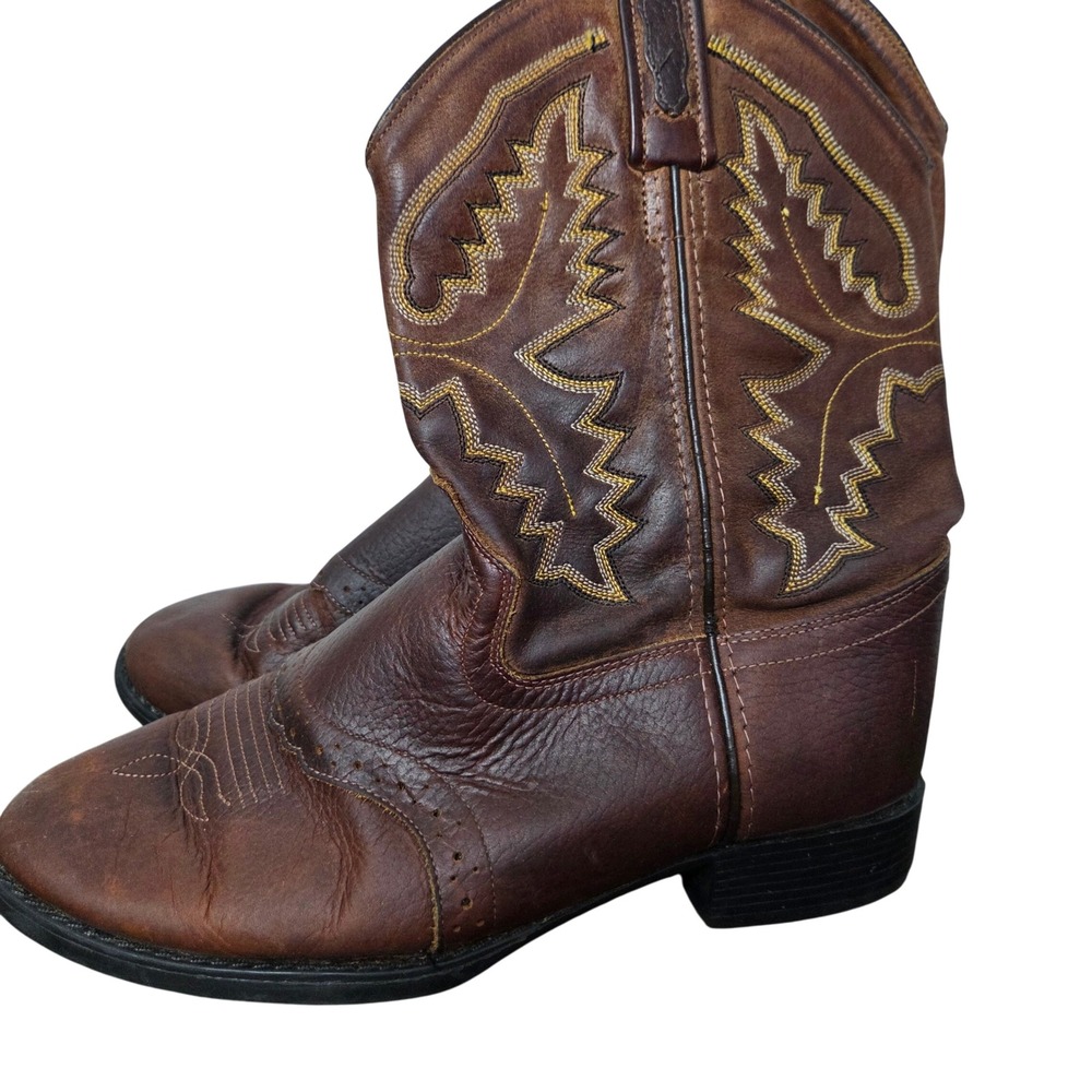 Old West Youth Leather Western Boots Roper Round Toe Size‎ 5